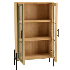 Vaisselier bois clair et contour vert BAGAN