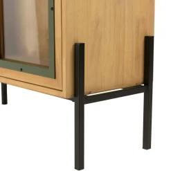 Vaisselier bois clair et contour vert BAGAN