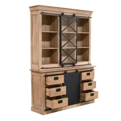 Vaisselier bois métal style atelier à portes coulissantes 160 cm CAMDEN