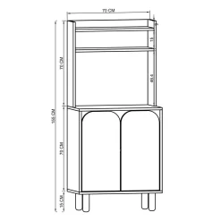 Vaisselier cuisine effet bois 3 portes blanches VAREN