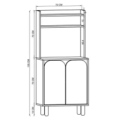 Vaisselier cuisine effet bois 3 portes courbes VAREN