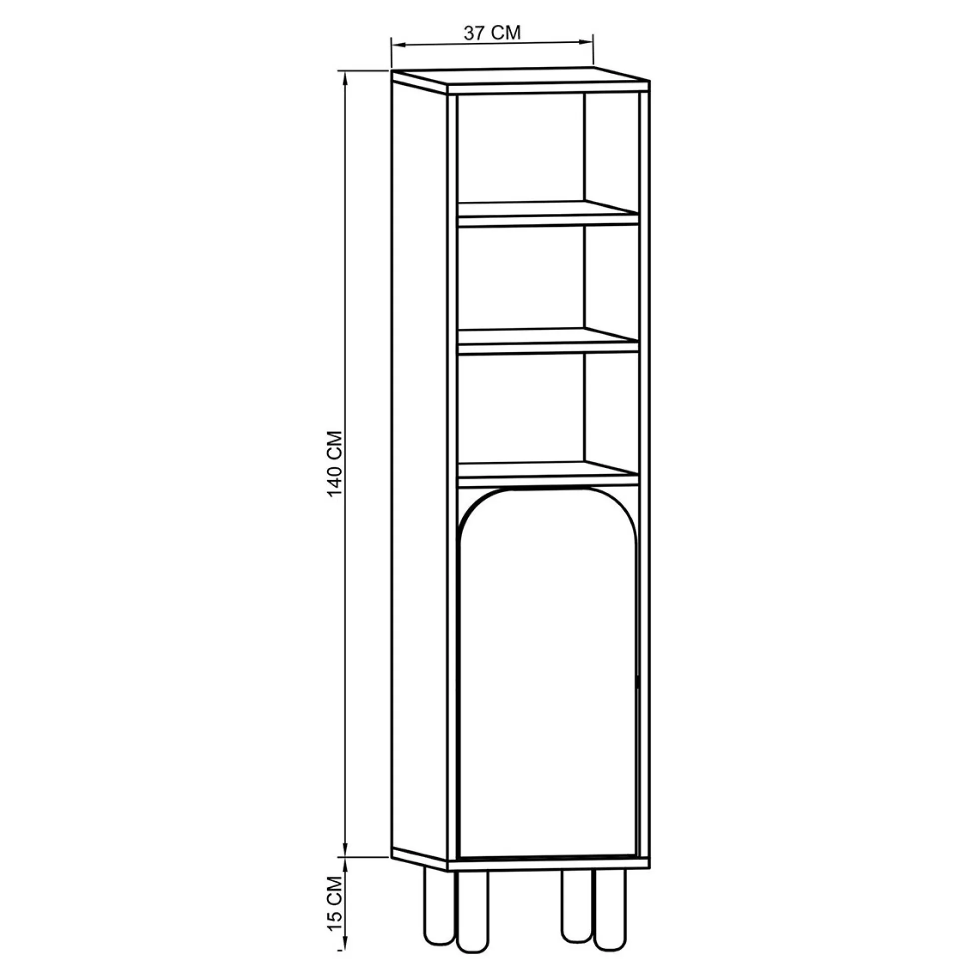 Vaisselier cuisine effet bois 3 portes courbes VAREN