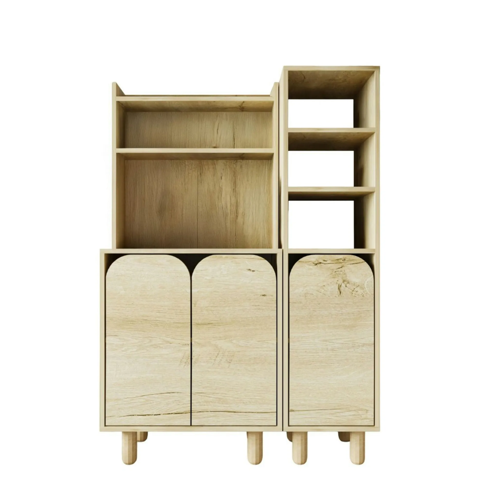 Vaisselier cuisine effet bois 3 portes courbes VAREN