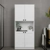 Vaisselier de cuisine blanc 4 portes 1 niche rangement VAREN