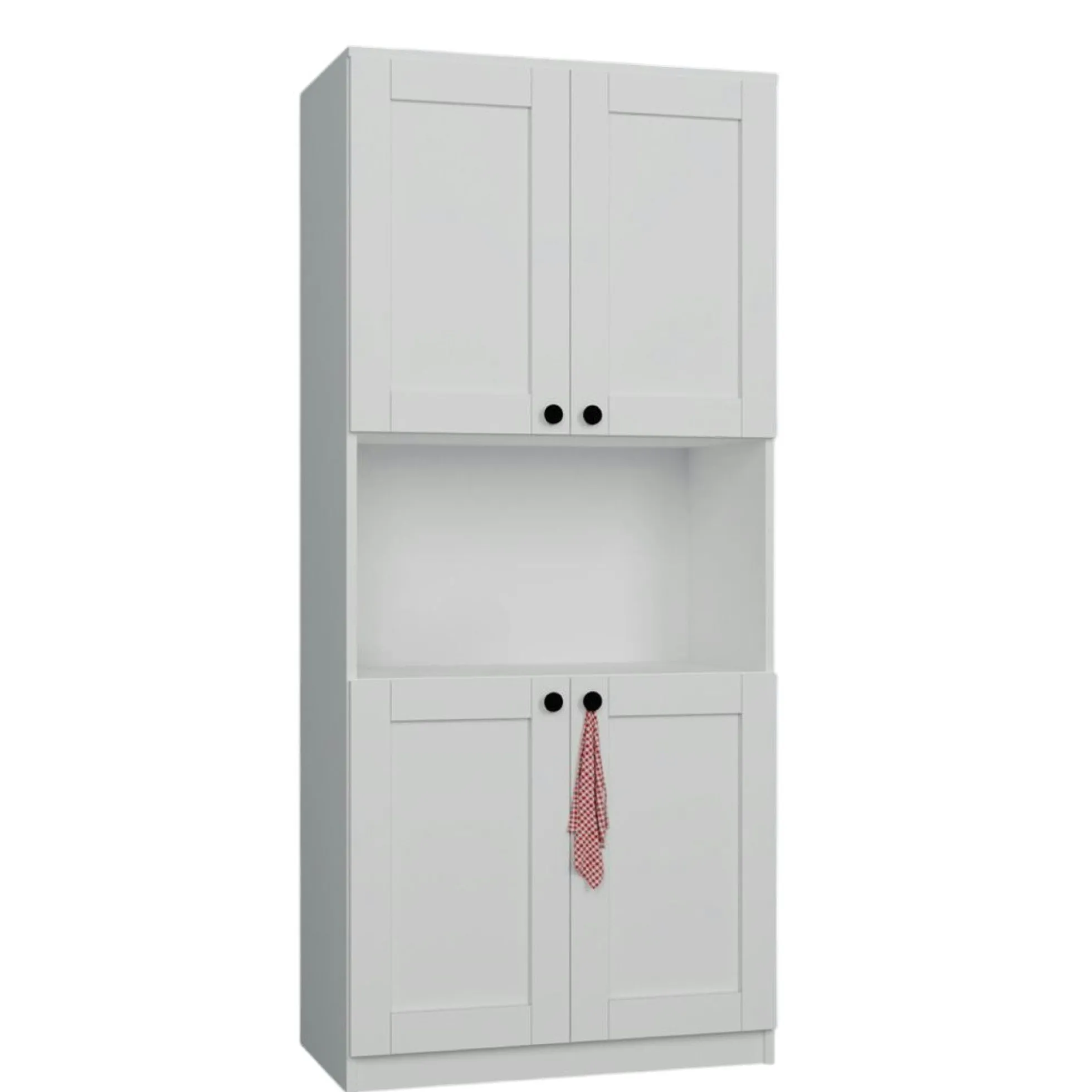 Vaisselier de cuisine blanc 4 portes 1 niche rangement VAREN