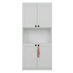 Vaisselier de cuisine blanc 4 portes 1 niche rangement VAREN