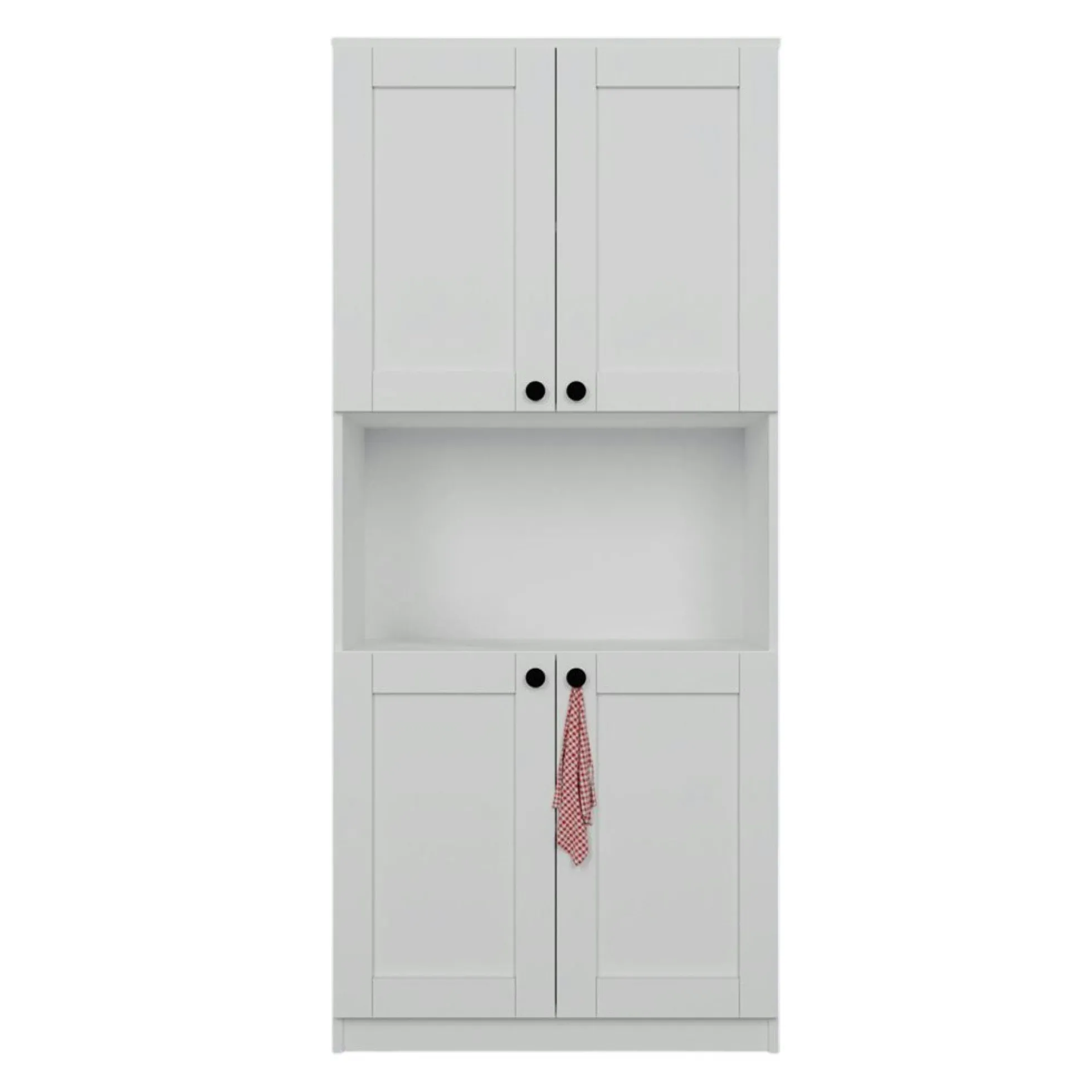 Vaisselier de cuisine blanc 4 portes 1 niche rangement VAREN