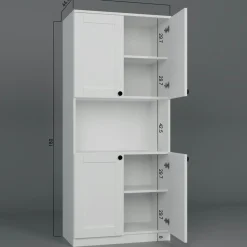 Vaisselier de cuisine blanc 4 portes 1 niche rangement VAREN
