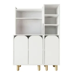 Vaisselier de cuisine blanc 3 portes courbes VAREN