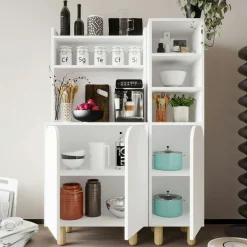 Vaisselier de cuisine blanc 3 portes courbes VAREN