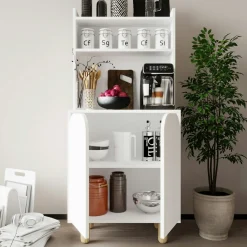 Vaisselier de cuisine blanc 2 portes courbes VAREN