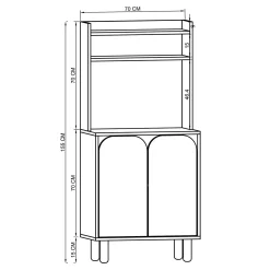 Vaisselier de cuisine blanc 2 portes courbes VAREN