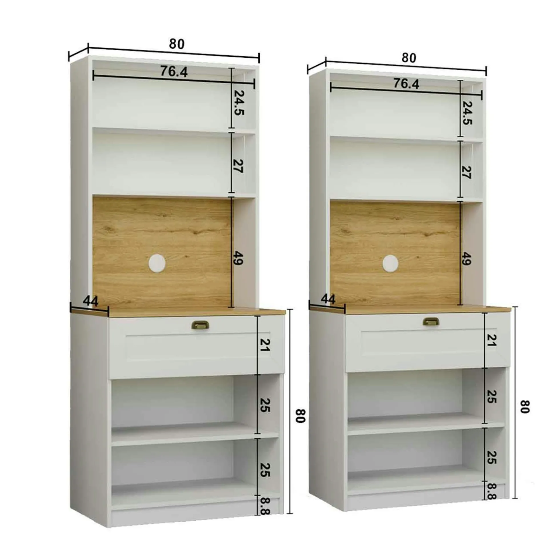 Vaisselier de cuisine à LED 8 portes décor blanc et noir AURA