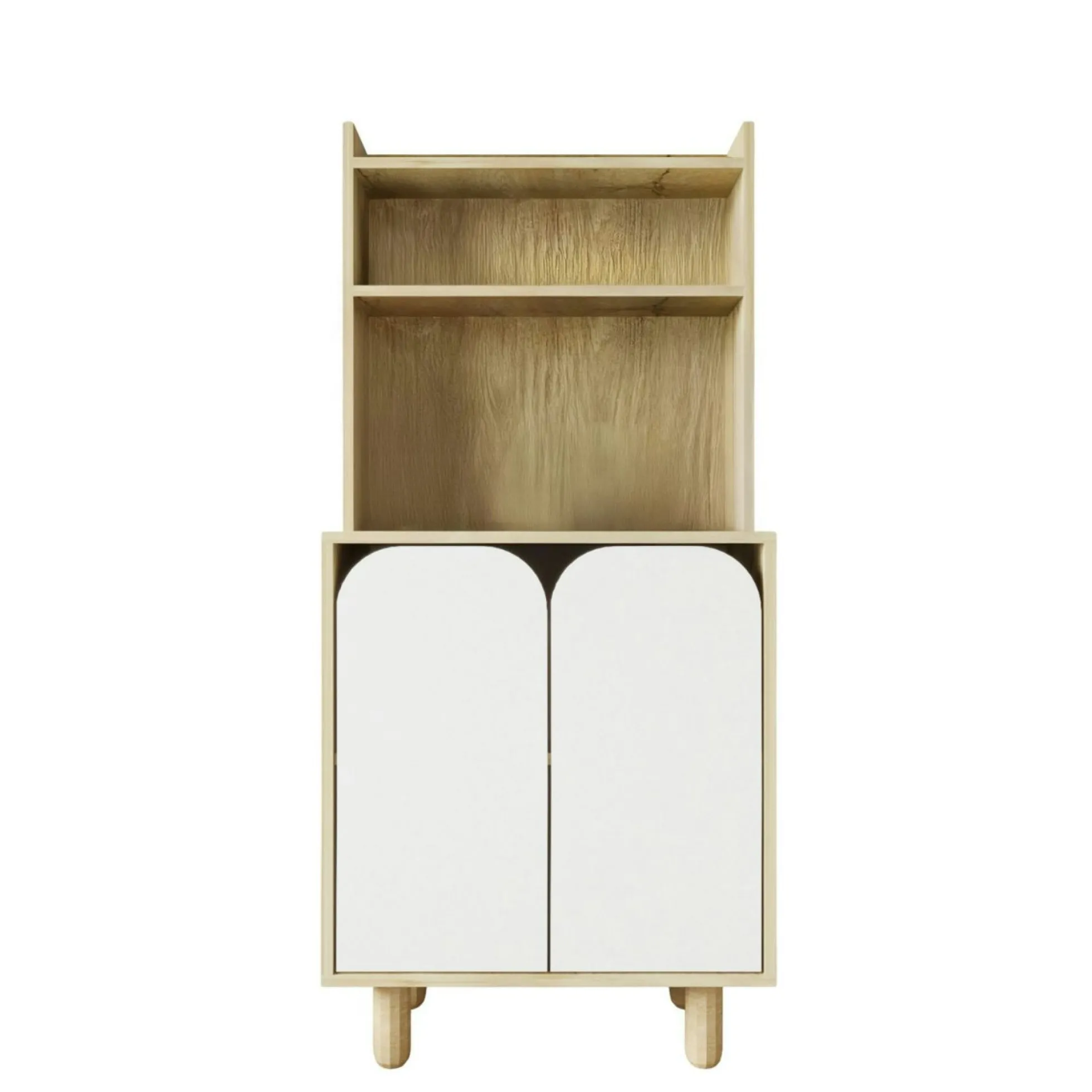 Vaisselier de cuisine 2 portes courbes blanches VAREN