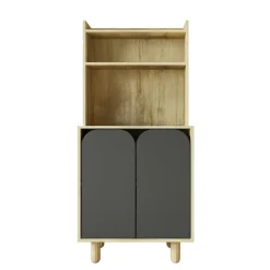 Vaisselier de cuisine 2 portes courbes grises VAREN