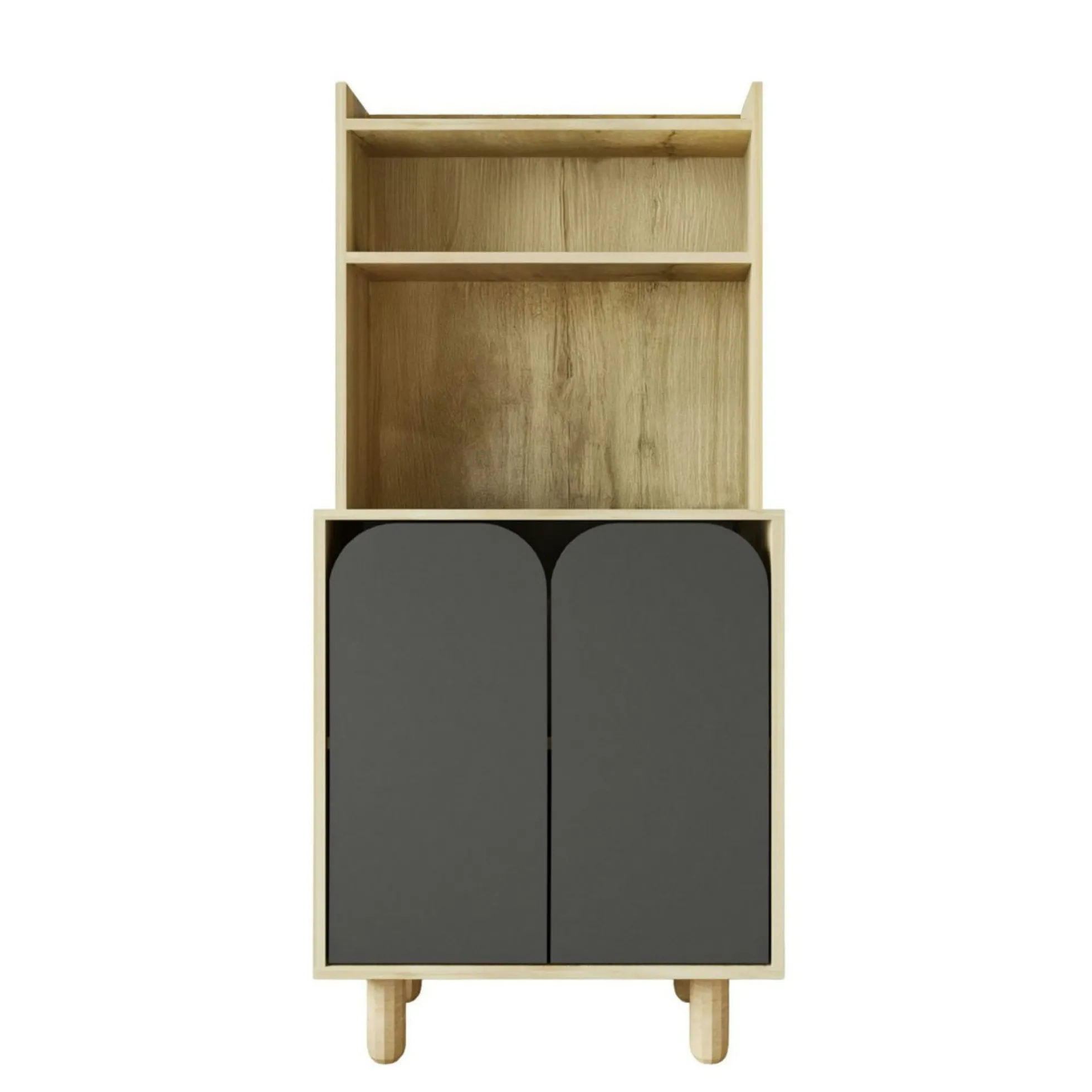 Vaisselier de cuisine 2 portes courbes grises VAREN