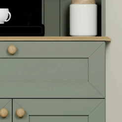 Vaisselier de cuisine vert sauge, niche machine à café VAREN