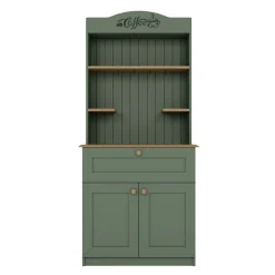 Vaisselier de cuisine vert sauge, niche machine à café VAREN