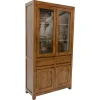 Vaisselier Hévéa 4 portes dont 2 vitrées, 2 tiroirs 100x40x190cm OLGA