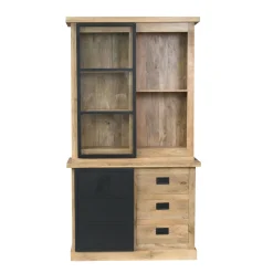 Vaisselier industriel moderne à portes coulissantes 120 cm CEYLAN