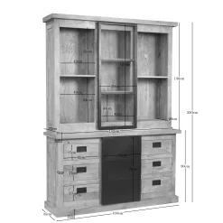 Vaisselier industriel moderne à portes coulissantes 160 cm CEYLAN