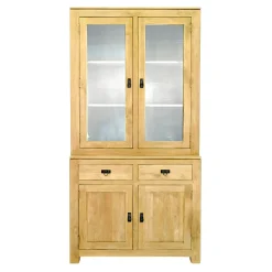 Vaisselier vitrée buffet hévéa 110x205cm HELENA