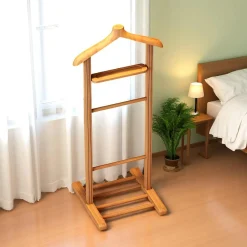 Valet de chambre bois clair avec plateau vide-poches SITIA