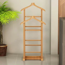 Valet de chambre double - bois clair, vide-poches SITIA