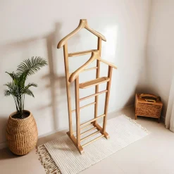 Valet de chambre double - bois clair, vide-poches SITIA
