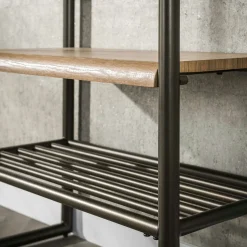 Vestiaire d’entrée effet bois & métal cuivré L70 cm HELSINKI