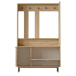 Vestiaire d'entrée scandinave 5 patères rangements bas JENA