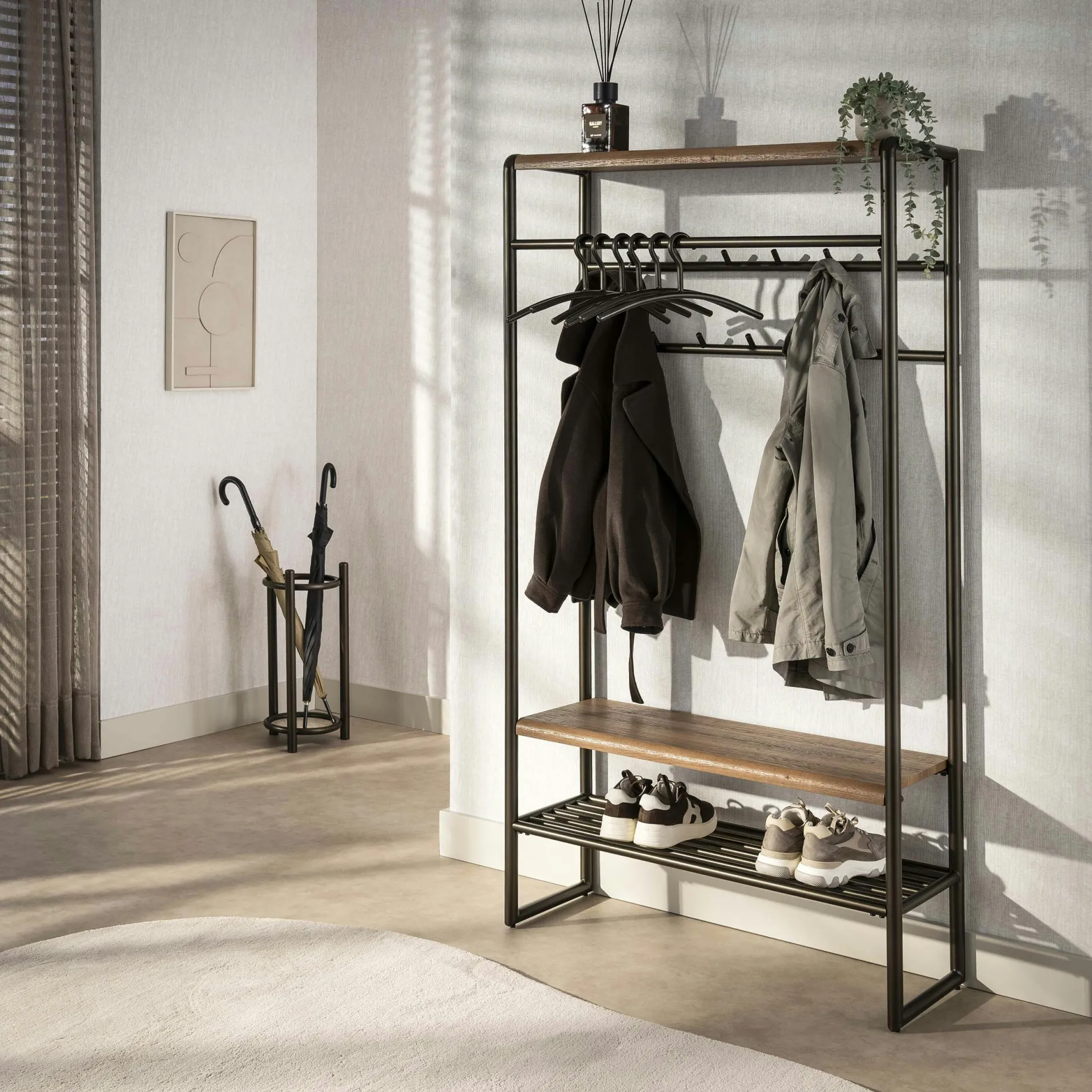 Vestiaire d'entrée vintage finition bronze 11 crochets HELSINKI