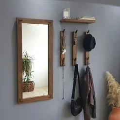 Vestiaire mural - 1 miroir, 3 portemanteaux, 1 étagère HILO