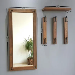 Vestiaire mural - 1 miroir, 3 portemanteaux, 1 étagère HILO