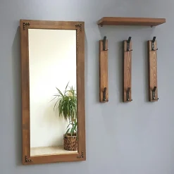 Vestiaire mural - 1 miroir, 3 portemanteaux, 1 étagère HILO