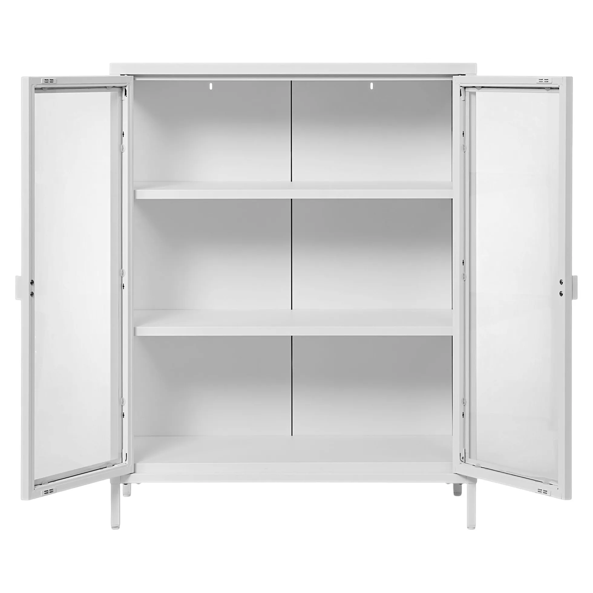 Vitrine blanche métal verre 2 portes 101 cm ODENSE