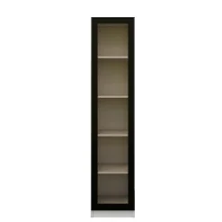 Vitrine colonne à LED décor blanc et noir 5 étagères AURA