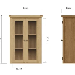 Vitrine en bois clair PUERTO (uniquement pour Petit buffet en bois clair 85 cm PUERTO)