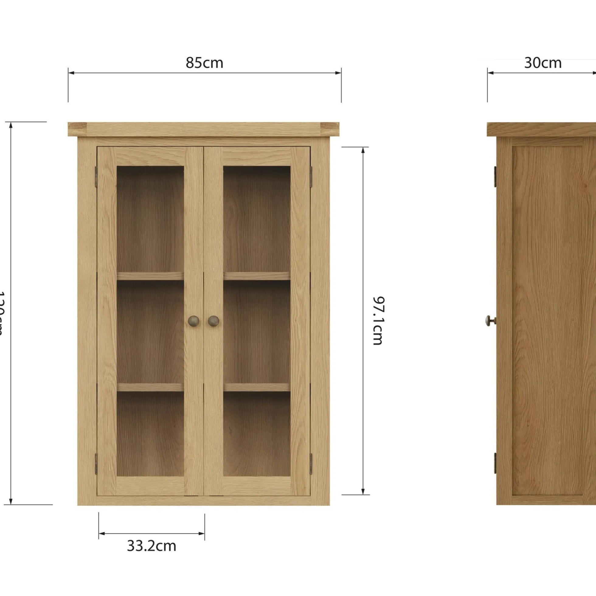 Vitrine en bois clair PUERTO (uniquement pour Petit buffet en bois clair 85 cm PUERTO)