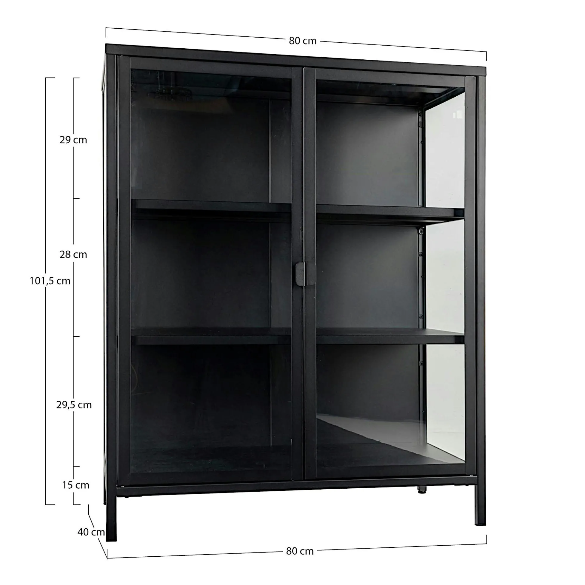 Vitrine métal noir verre 2 portes 101 cm ODENSE