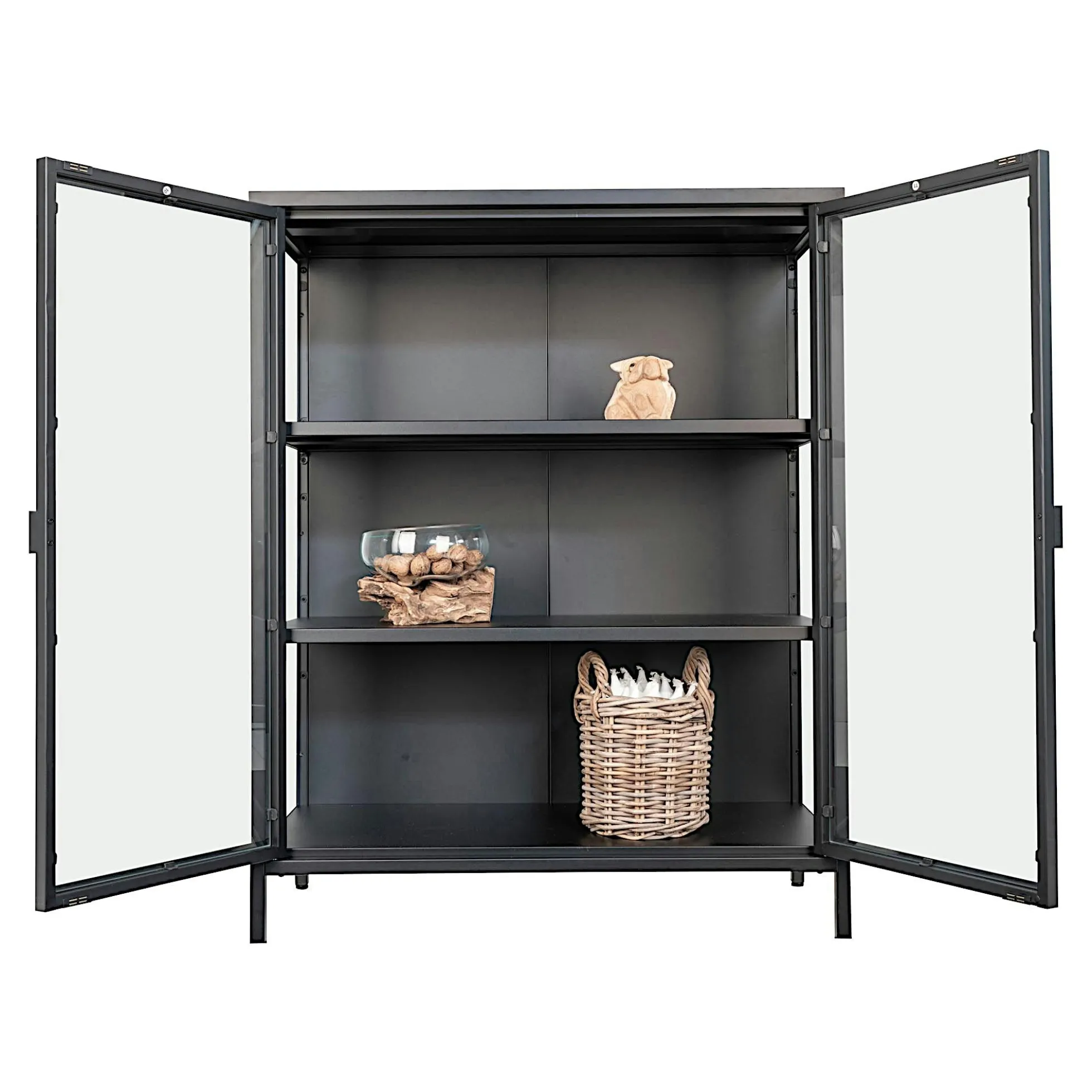 Vitrine métal noir verre 2 portes 101 cm ODENSE