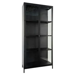 Vitrine métal noir verre 2 portes 175 cm ODENSE