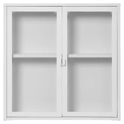 Vitrine murale blanche métal verre 2 portes 80 cm ODENSE