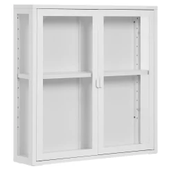Vitrine murale blanche métal verre 2 portes 80 cm ODENSE
