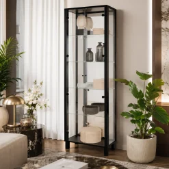 Vitrine noire 2 portes 1 miroir RAVEN