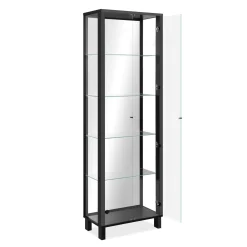 Vitrine noire 2 portes 1 miroir RAVEN