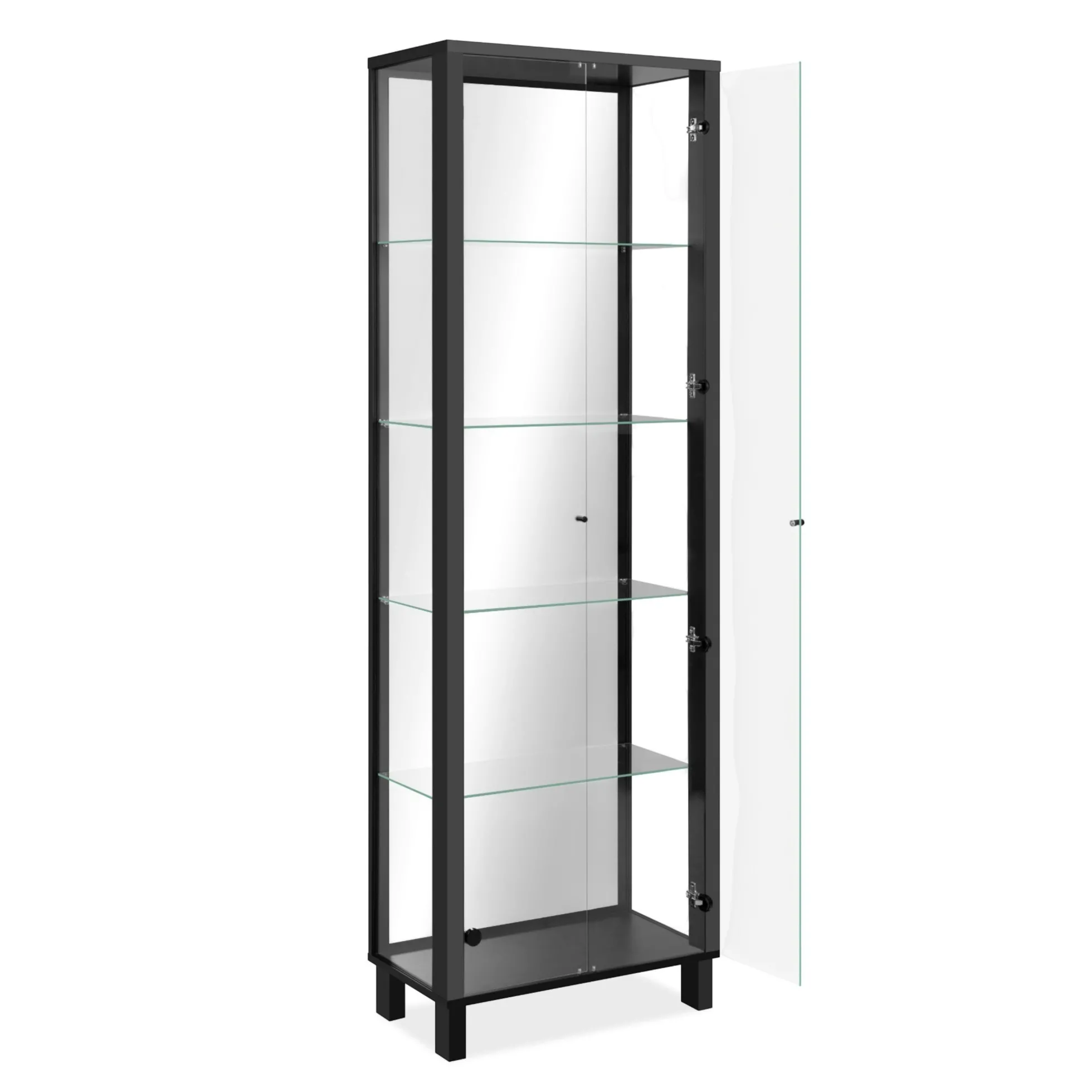 Vitrine noire 2 portes 1 miroir RAVEN