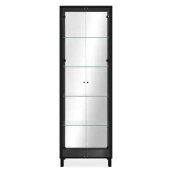 Vitrine noire 2 portes 1 miroir RAVEN