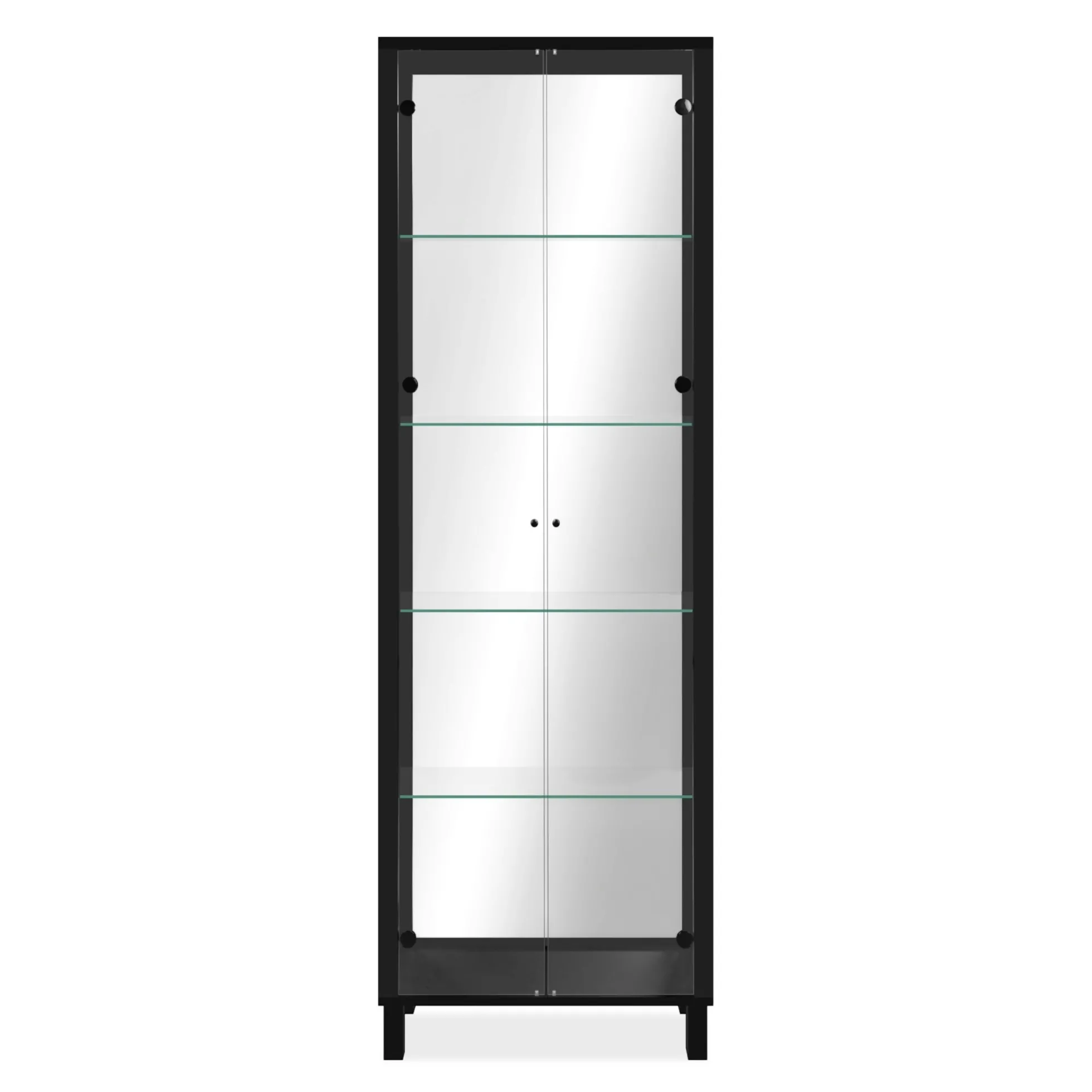 Vitrine noire 2 portes 1 miroir RAVEN