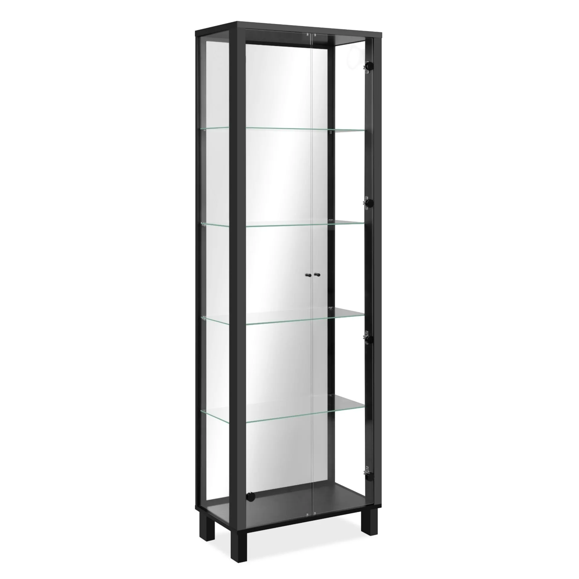 Vitrine noire 2 portes 1 miroir RAVEN